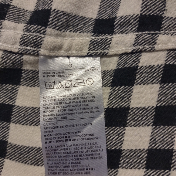 GAP Flannel Black & White long Sleeve Large - Picture 3 of 8